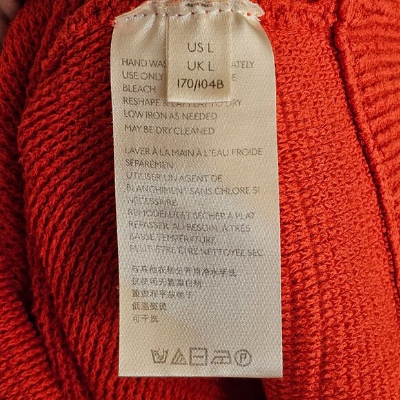 Free People Red Orange Ottoman Sweater Sz L - Picture 7 of 10